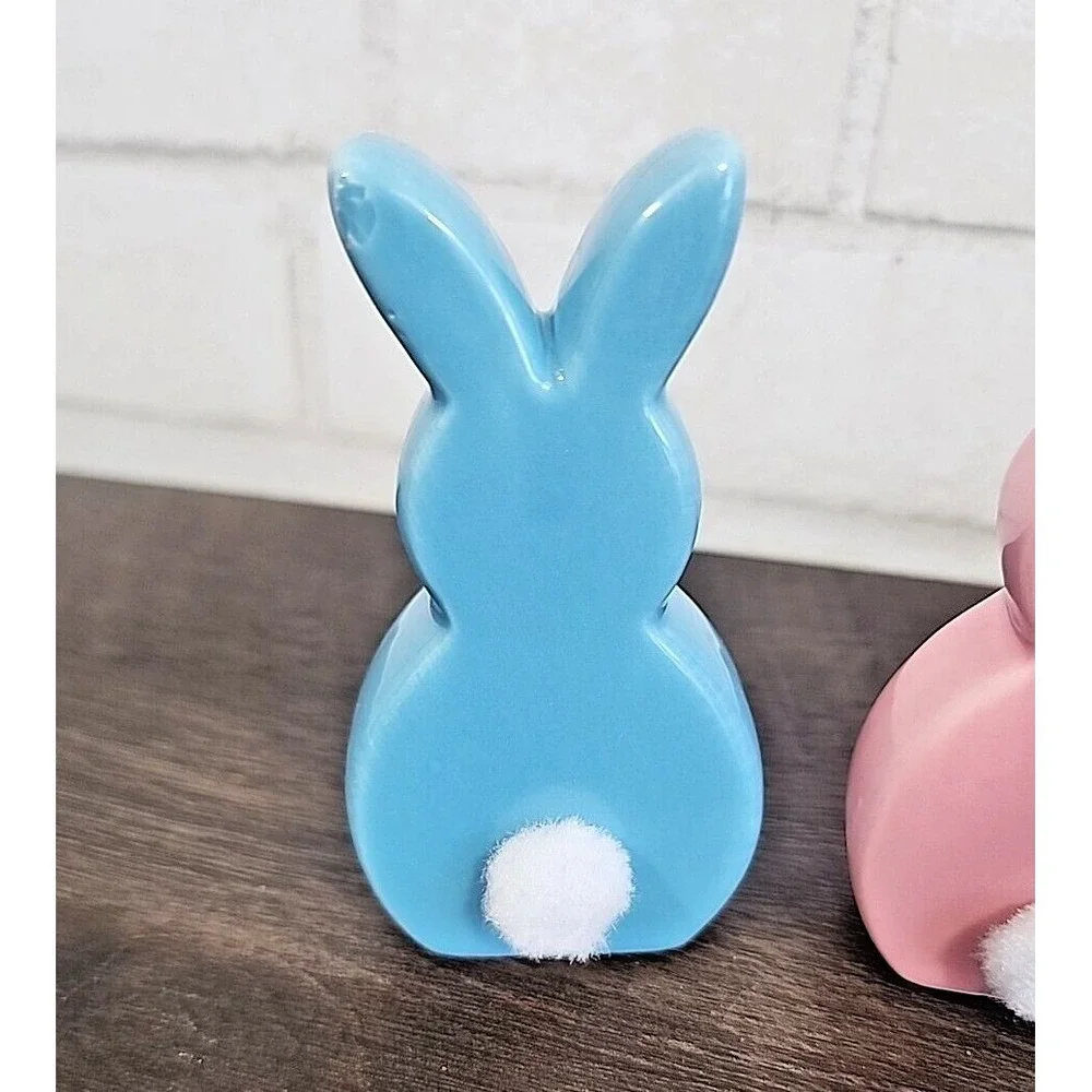 Easter Bunny Rabbit Peeps‎ Ceramic Figurines Pastel 4